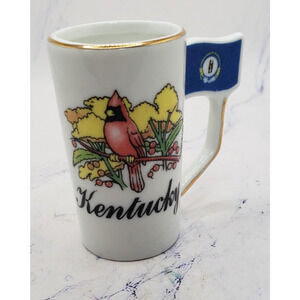 Kentucky Souvenir Vintage While With Red Cardinal Toothpick Holder